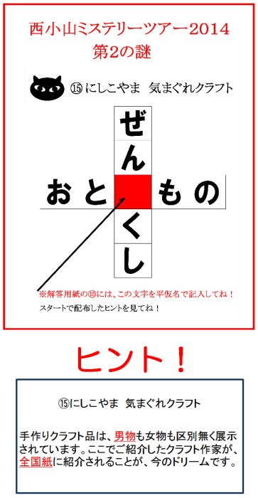 ヒント　西小山ミステリーツアー